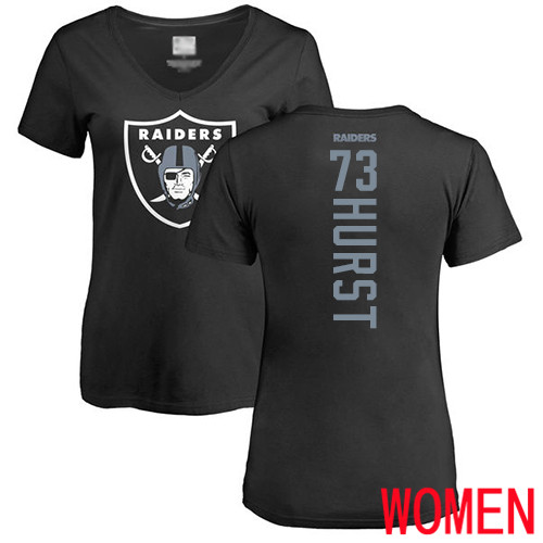 Oakland Raiders Black Women Maurice Hurst Backer NFL Football #73 T Shirt